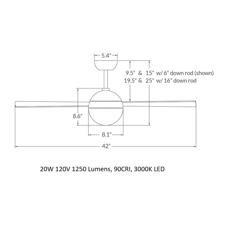 Ball 42 Inch LED Ceiling Fan