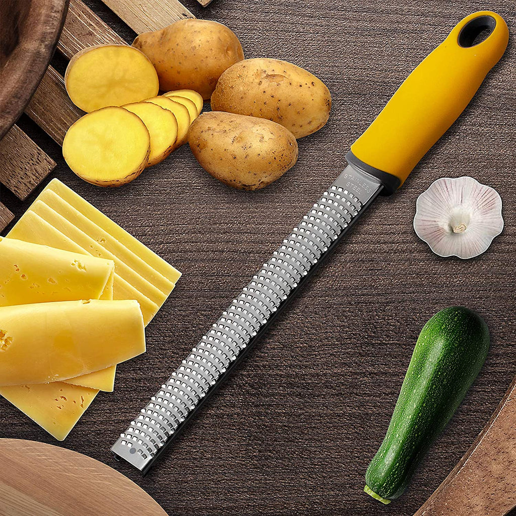 Updated Version Lemon Zester & Cheese Grater-Premium Stainless Steel - A Sharp Kitchen Tool for Ginger, Garlic, Nutmeg, Chocolate, Vegetables, Fruits, Dishwasher Safe