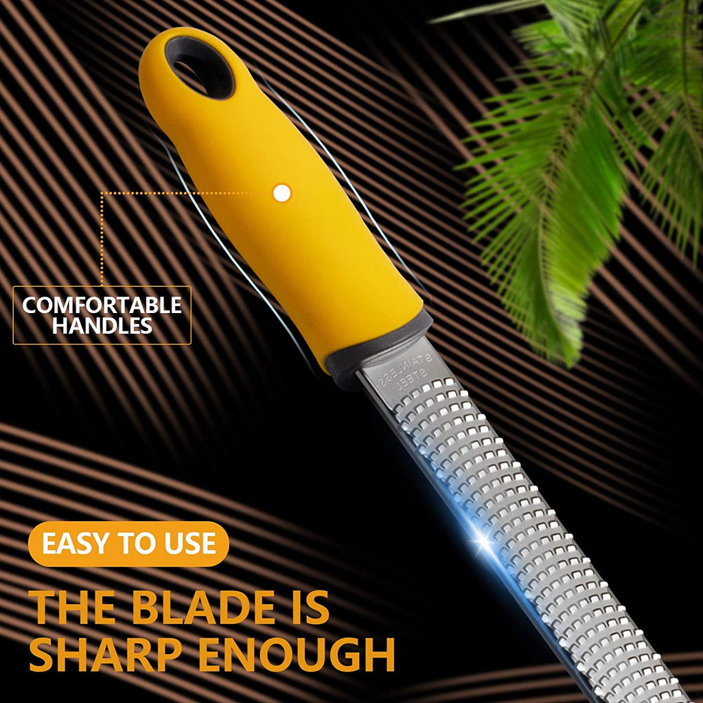 Updated Version Lemon Zester & Cheese Grater-Premium Stainless Steel - A Sharp Kitchen Tool for Ginger, Garlic, Nutmeg, Chocolate, Vegetables, Fruits, Dishwasher Safe
