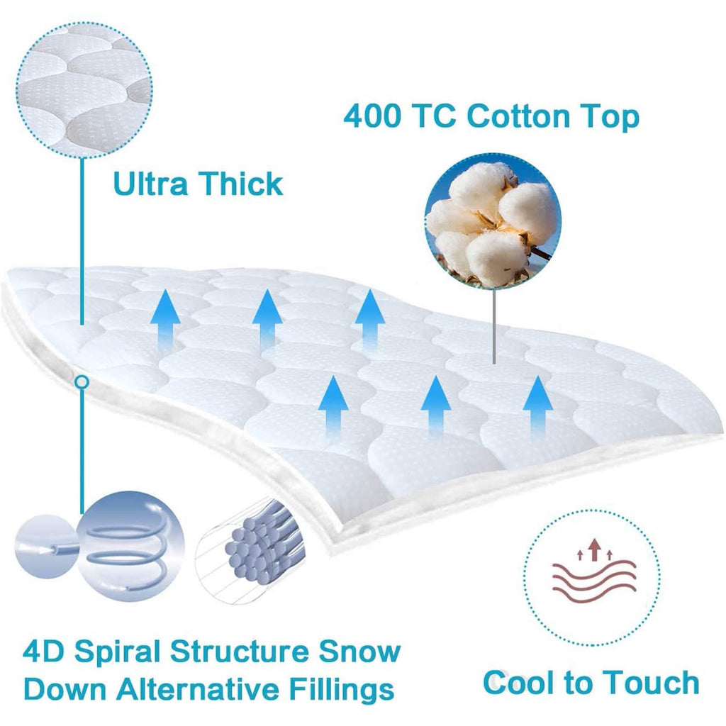 Waterproof Mattress Pad Cover Cooling Mattress Topper Cotton Pillow Top,Queen