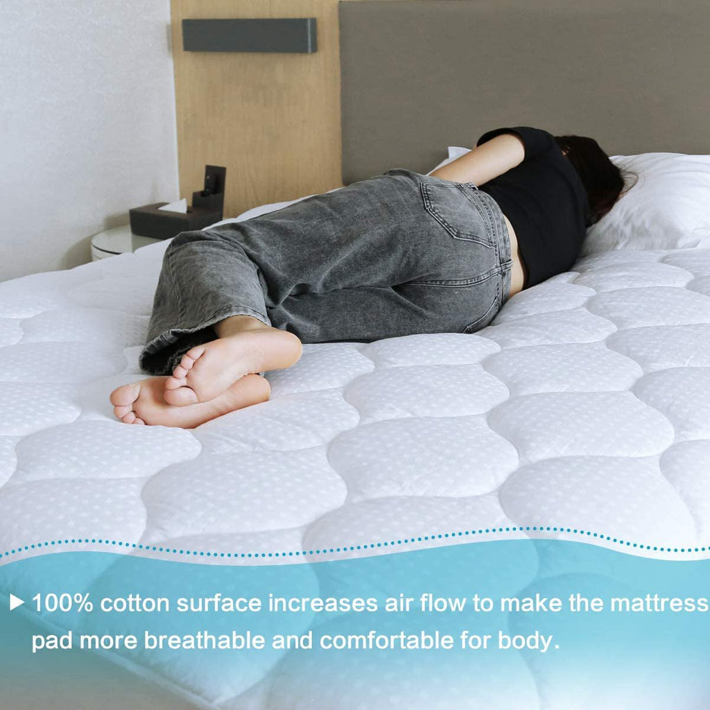 Waterproof Mattress Pad Cover Cooling Mattress Topper Cotton Pillow Top,Queen