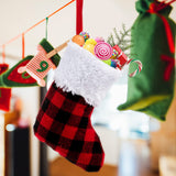 5” Red Black Buffalo Plaid Stockings, 12 pack