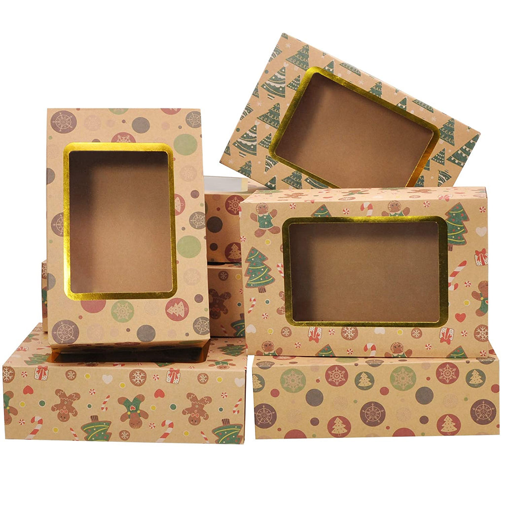 Christmas Foil Cookie Kraft Pattern Gift Box, 24 Pcs