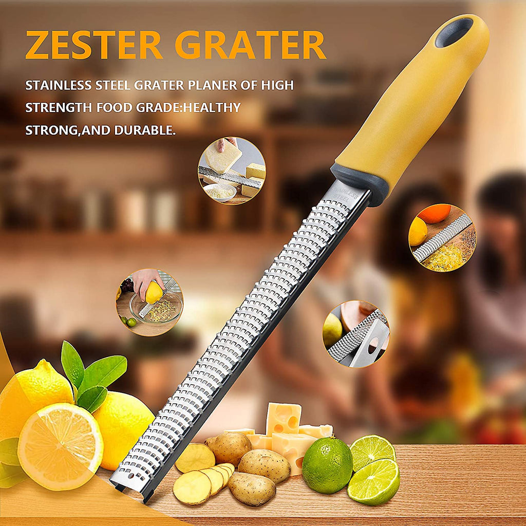 Updated Version Lemon Zester & Cheese Grater-Premium Stainless Steel - A Sharp Kitchen Tool for Ginger, Garlic, Nutmeg, Chocolate, Vegetables, Fruits, Dishwasher Safe