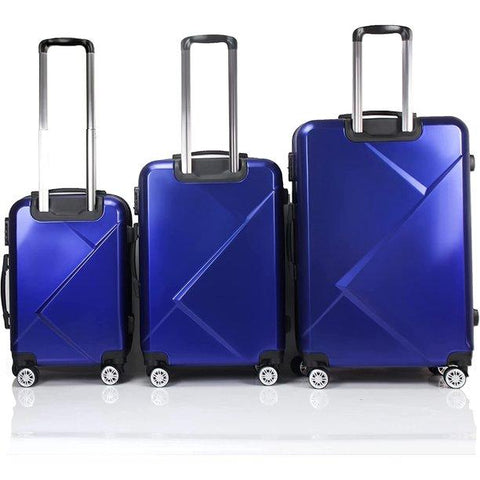 3 Piece Luggage Sets with Hardside Expandable Spinner Wheel (20/24/28), Blue