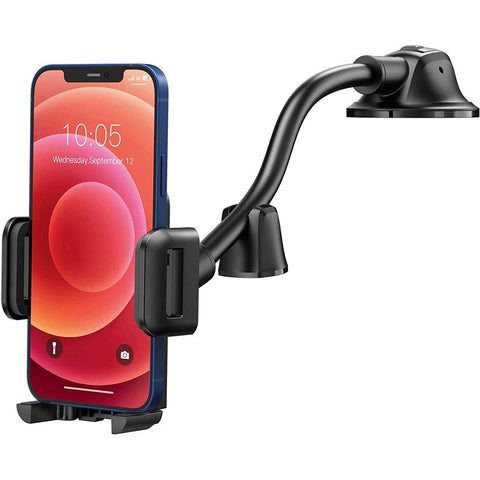 Car Phone Mount, Dashboard Windshield Car Phone Holder with Long Arm, Strong Sticky Gel Suction Cup, Anti-Shake Stabilizer Compatible iPhone 12 11 pro/11 pro max/XS/XR/X/8/7,Galaxy, Moto and More