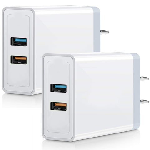 USB Wall Charger,2-Pack, 2.4A Multiport Fast Charge Power Brick Cube Replacement for iPad