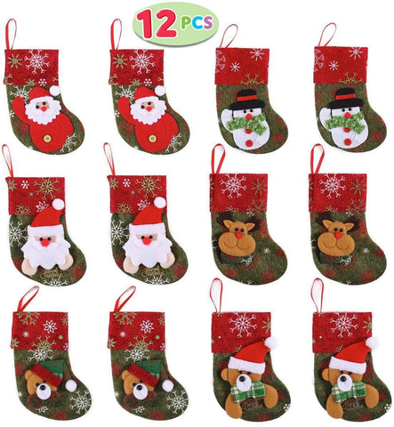 Christmas Mini 3D Stockings, 12 Pcs
