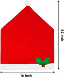 6 Piece Chair Cover Santa Claus Hat with Two Door Handle Covers