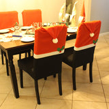 6 Piece Chair Cover Santa Claus Hat with Two Door Handle Covers