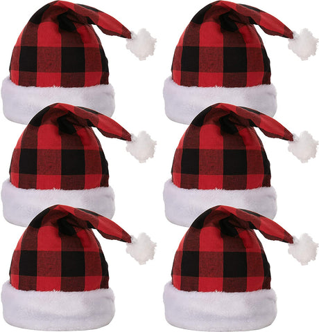 Plaid Christmas Hats, 6 Pack