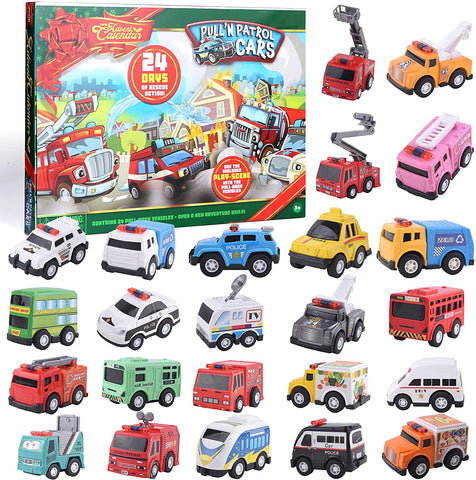 Christmas pull back city car advent calendar, 24 Pcs