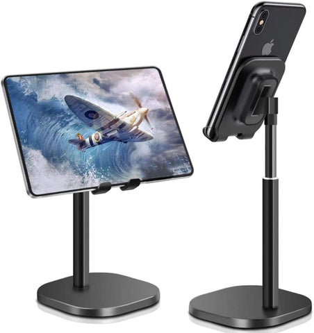 Cell Phone Stand for Desk Angle Height Adjustable Phone Holder Cell Phone Holder for Desk Cellphone Dock Compatible with All Mobile Phones (Black)