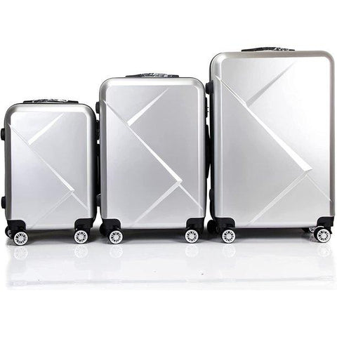 3 Piece Luggage Sets with Hardside Expandable Spinner Wheel (20/24/28), Silver