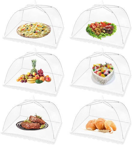 6 Pack Large Pop Up Mesh Screen Food Cover for Outdoors,17x17Inches Food Tents Umbrella for Picnics, BBQ, Party, Camping & Outdoor Cooking,Collapsible and Reusable
