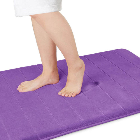Memory Foam Bath Mat Large Size 31.5 by 19.8 Inches, Soft and Comfortable, Super Water Absorption, Non-Slip, Thick, Machine Wash, Easier to Dry Bathroom Floor Rug, Purple