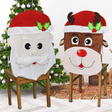 Santa And Reindeer Dining Chair Slip Covers