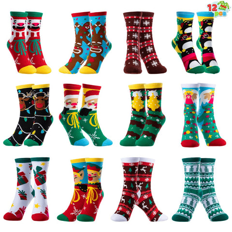 Christmas Cotton Socks, 12 Pairs