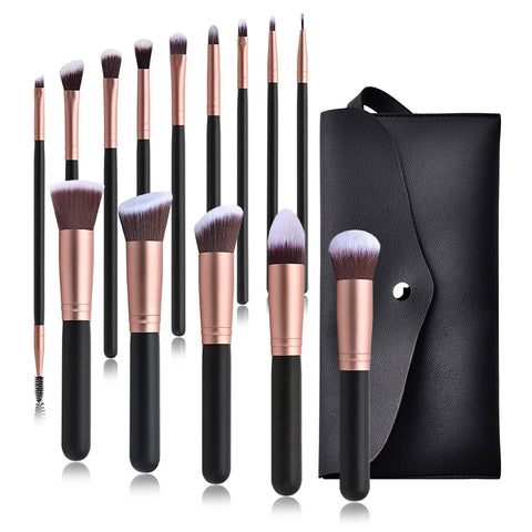 Makeup Brushes 14 Pieces Makeup Brush Set Premium Synthetic Foundation Brush Blending Face Powder Blush Concealers Eyeshadow Brush Make up Brushes Set (Rose gold black)