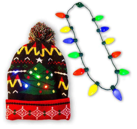 12 Bulb Necklace with Light Up Hat, 2 Pack
