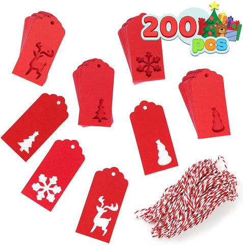 Red Kraft Paper Gift Tags, 200 Pcs