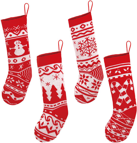 Christmas Knit Stockings, 4 Pcs