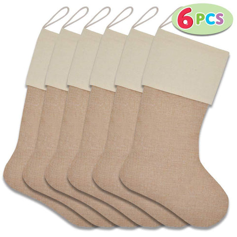 Plain Burlap Christmas Stocking