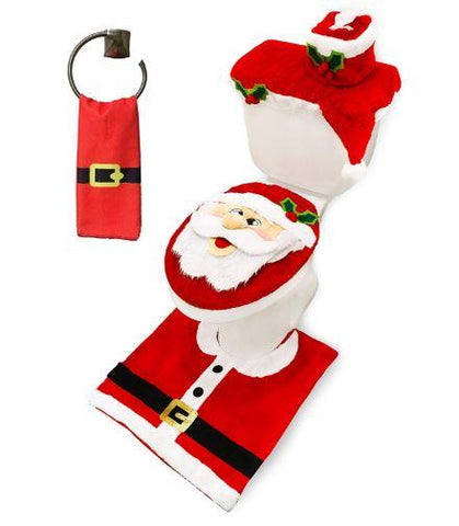 Christmas Santa Theme Bathroom Decoration Set, 5 Pcs