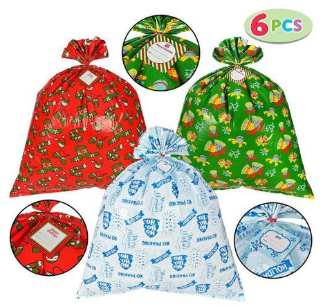 6 Pieces Christmas Giant Goody Gift Bags