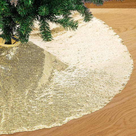 48" Sparkly Sequin Tree Skirt, Gold