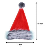 4pcs Deluxe Santa Hats With Red Velvet & Plush Trim