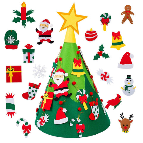 21.5" Christmas Tree Diy Felt Wall Decorations, 20 Pcs