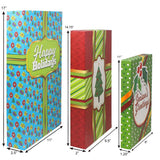 Holiday Multi Color Gift Boxes in 3 Different Sizes, 12 Pcs