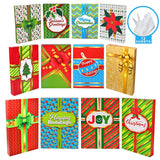 Holiday Multi Color Gift Boxes in 3 Different Sizes, 12 Pcs