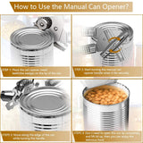 Can Opener, Kitchen Stainless Steel Heavy Duty Can Opener Manual Smooth Edge Durable Food Safe Cut Tool 3-in-1 Tin Beer Jar Bottle Opener Hand Grip