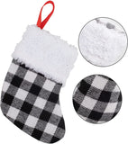 5” White Black Buffalo Plaid Stockings, 12 Pack