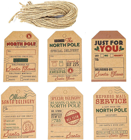 72 Pcs Assorted Kraft Gift Tag with Prints