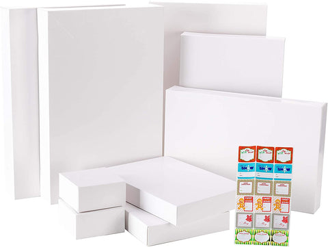 Assorted Size White Gift Wrap Boxes with Gift Tags
