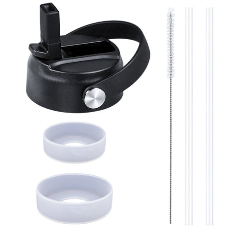 Wide Mouth Straw Lid 2 Straws and 1 Brush And 2 Protective Pads. Fits Most Sports Water Bottles.