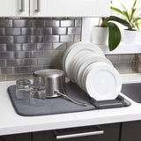 Rack and Microfiber Dish Drying Mat-Space-Saving Lightweight Design Folds Up for Easy Storage, 24 x 18 inches, Standard, Charcoal