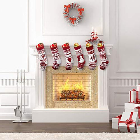 18" Knit Stockings, 6 Pack