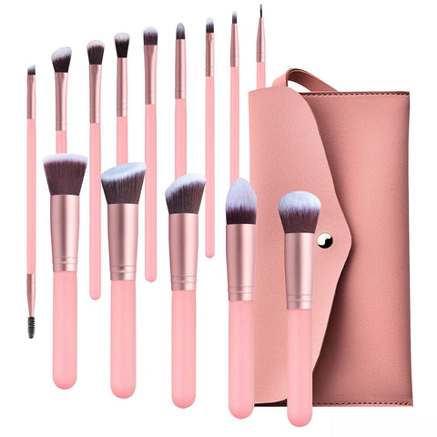 Makeup Brushes 14 Pieces Makeup Brush Set Premium Synthetic Foundation Brush Blending Face Powder Blush Concealers Eyeshadow Brush Make up Brushes Set (Pink)