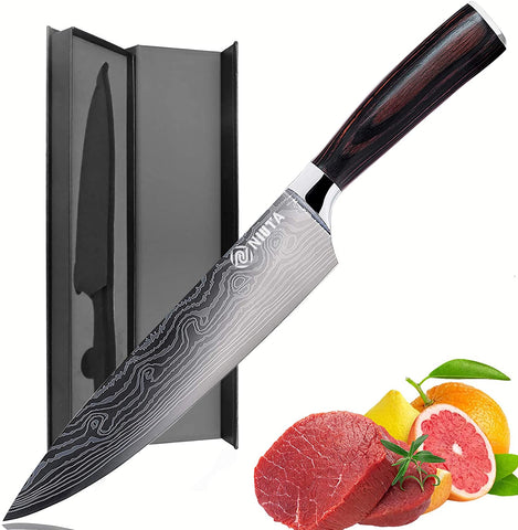 Chef Knife - 8 Inch Pro Kitchen Knife,Ultra Sharp,German High Carbon Stainless Steel Knives with Ergonomic Handle