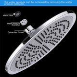 AQwzh 9.5 Inch Rain High Pressure Shower Head G1/2 Adjustable Bathroom Shower Head Spray Stainless Steel Polished Chrome Bath Rain Round