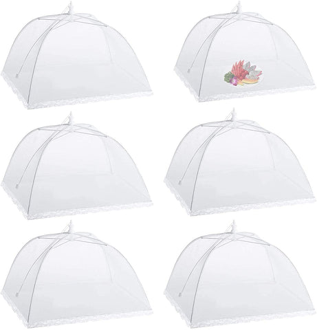 Camkey 6 Pack Dome Screen Mesh Food and Plant Covers，Reusable 17" Large Pop-Up Mesh Food Cover Tent, Collapsible Screens Canopy Food Cover Protector from Flies and Bugs for Outdoor and Home Use