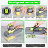 14 in 1 Vegetable Chopper, Multifunctional Mandoline Slicer Dicer Household Kitchen Manual Julienne Grater Cutter