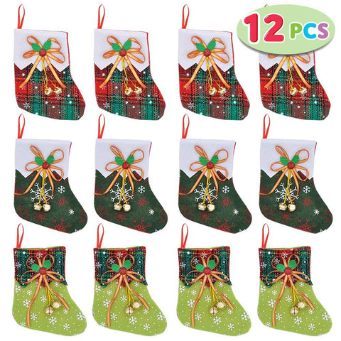 6" Mini Christmas Stockings (Bells), 12 Pcs