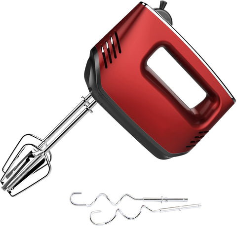 5-Speed Electric Hand Mixer, Beaters, Whisk,Red