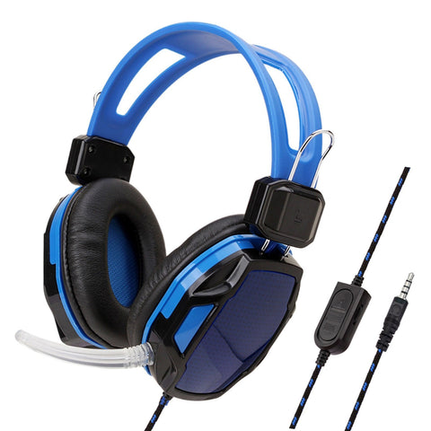 On-Ear Headphones with Microphone, Lightweight Folding Stereo Bass Headphones with 1.5M Tangle Free Cord, Portable Wired Headphones for Smartphone Tablet Laptop Computer MP3/4, Blue