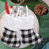 5” White Black Buffalo Plaid Stockings, 12 Pack
